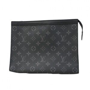 Louis Vuitton Monogram Eclipse Pochette Voyage MM Clutch Bag M61692 Black Men's